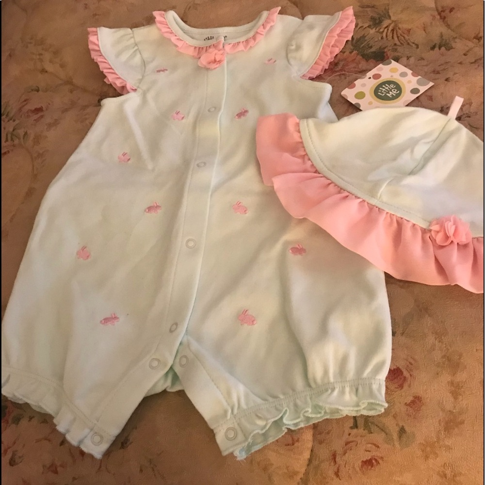 Little Me NWT romper with hat 12 months